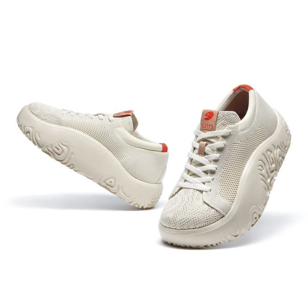 UIN Cream and Red Women's Sneakers